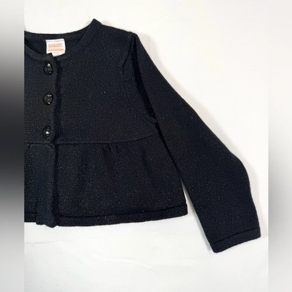 GYMBOREE Baby Girls' Black‎ Glitter Sparkly Peplum Cardigan Sweater Size 18-24M
